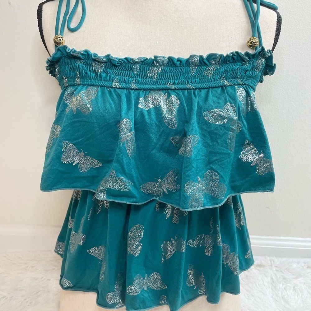 Dodo Bar Or Teal Tank Metallic Butterflies 🦋